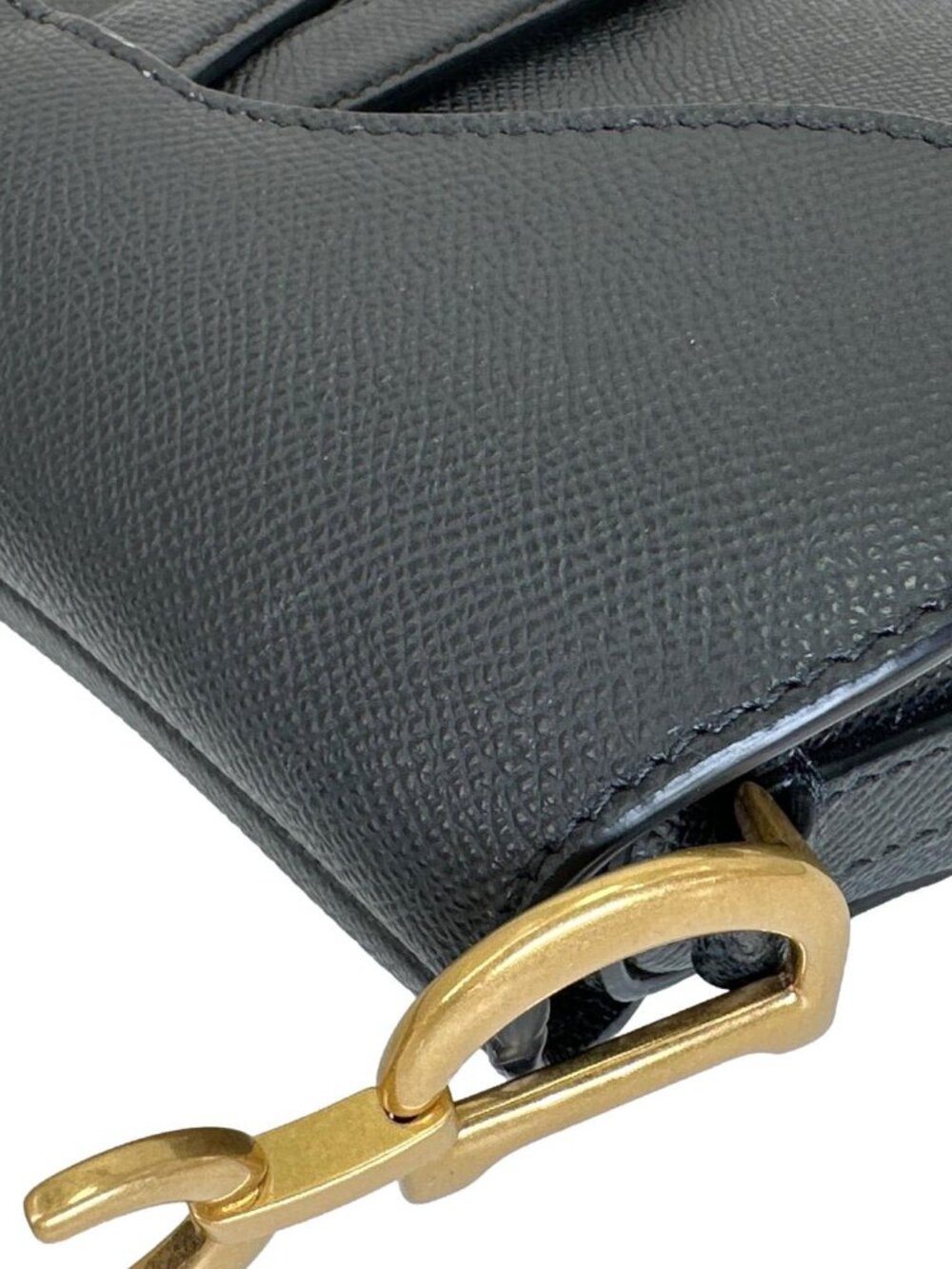 CHRISTIAN DIOR Saddle Mini Grained Calfskin Leather Shoulder Bag Black - Picture 7 of 13